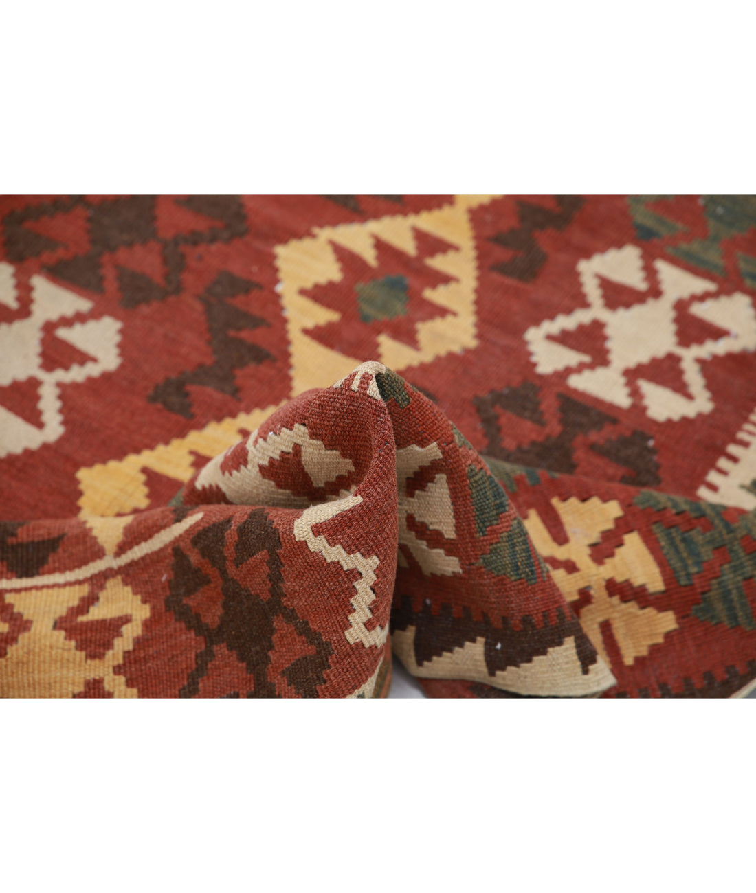 Hand Knotted Maimana Kilim Wool Kilim Rug - 3'8'' x 5'5'' 3'8'' x 5'5'' (110 X 163) / Rust / Rust