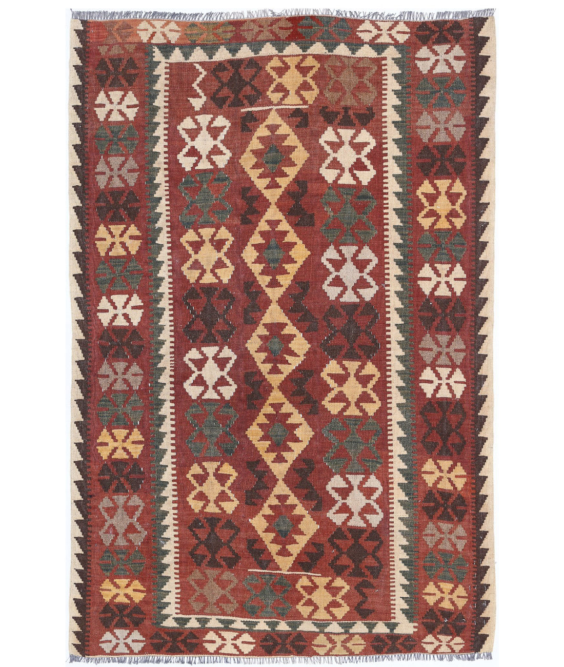 Hand Woven Maimana Kilim Wool Kilim Rug - 3&#39;8&#39;&#39; x 5&#39;5&#39;&#39;