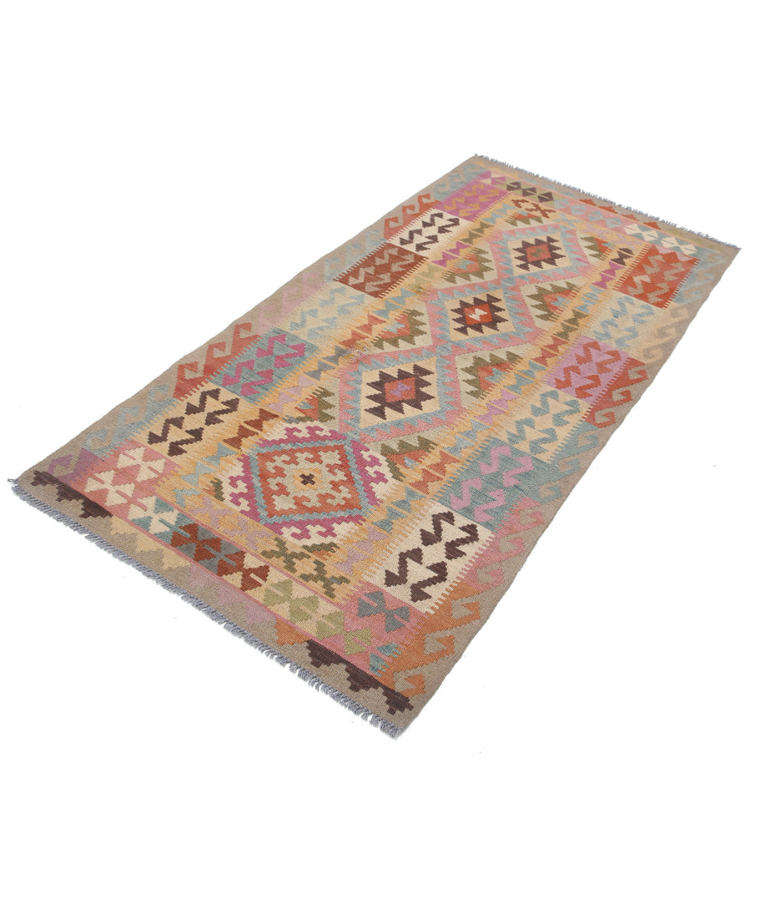 Hand Knotted Maimana Kilim Wool Kilim Rug - 3'3'' x 6'3'' 3'3'' x 6'3'' (98 X 188) / Multi / Multi