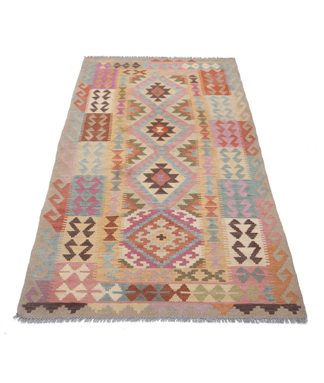 Hand Knotted Maimana Kilim Wool Kilim Rug - 3'3'' x 6'3'' 3'3'' x 6'3'' (98 X 188) / Multi / Multi