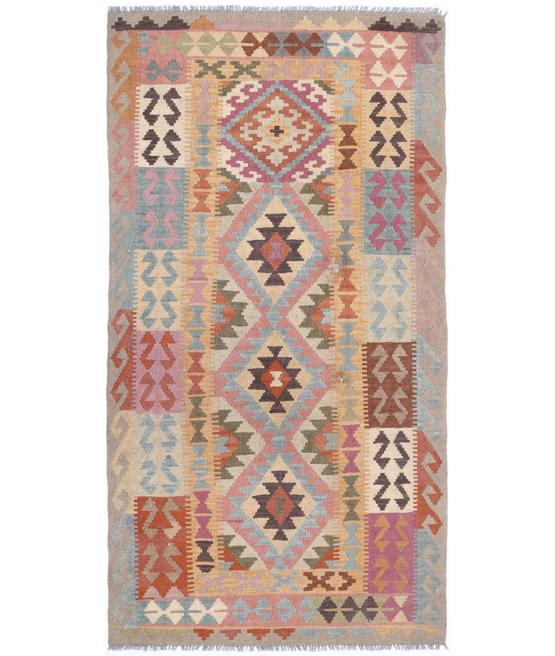 Hand Woven Maimana Kilim Wool Kilim Rug - 3'3'' x 6'3''