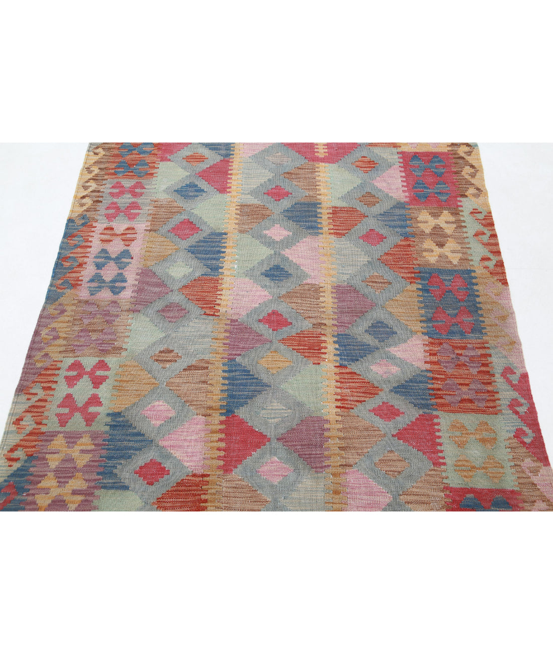Hand Knotted Maimana Kilim Wool Kilim Rug - 3'11'' x 5'9'' 3'11'' x 5'9'' (118 X 173) / Multi / Multi