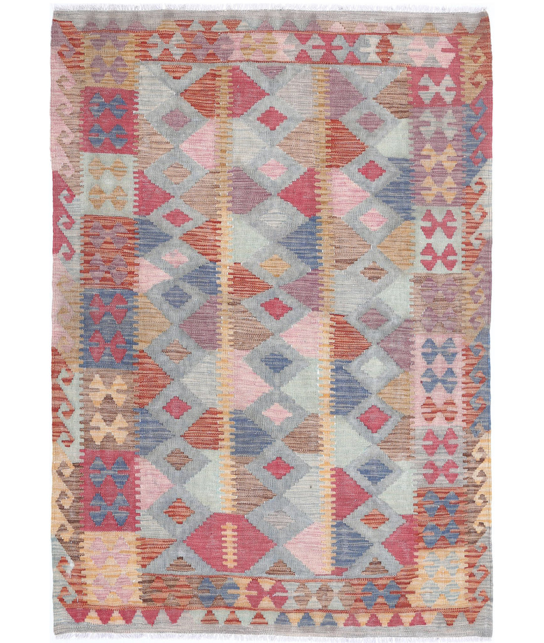 Hand Woven Maimana Kilim Wool Kilim Rug - 3'11'' x 5'9''