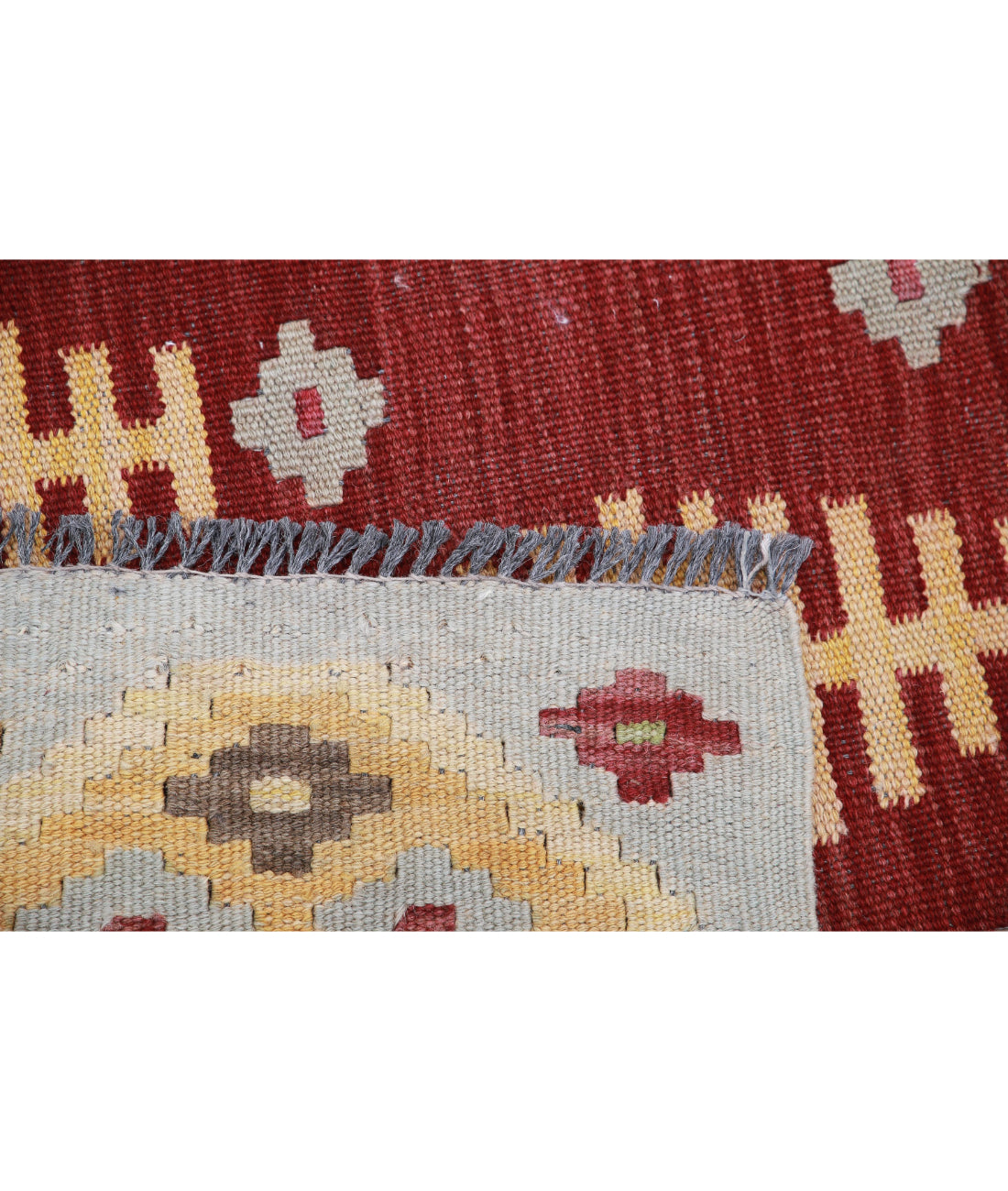 Hand Knotted Maimana Kilim Wool Kilim Rug - 3'9'' x 6'1'' 3'9'' x 6'1'' (113 X 183) / Rust / Grey
