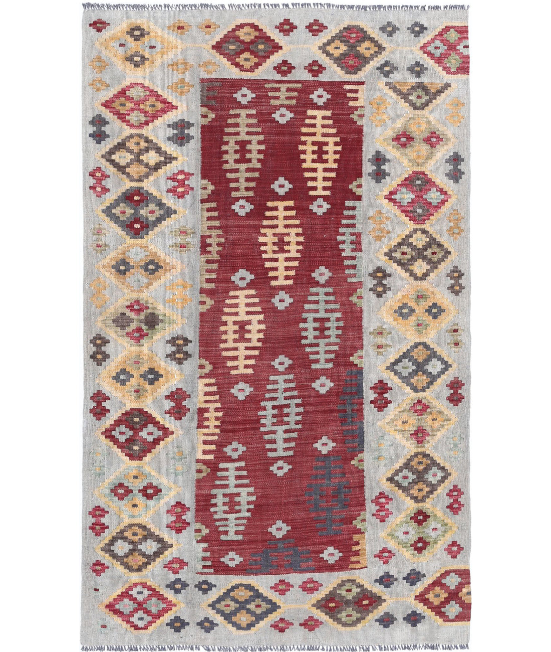 Hand Woven Maimana Kilim Wool Kilim Rug - 3'9'' x 6'1''