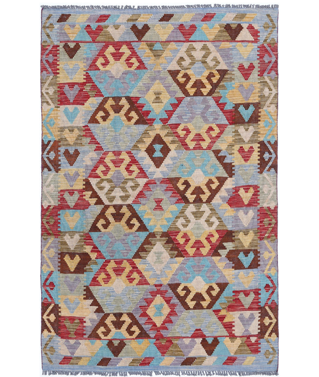 Hand Woven Maimana Kilim Wool Kilim Rug - 3'10'' x 6'0''