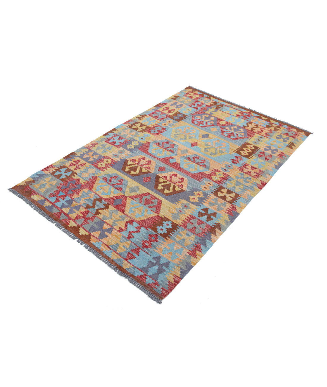 Hand Knotted Maimana Kilim Wool Kilim Rug - 3'8'' x 5'8'' 3'8'' x 5'8'' (110 X 170) / Multi / Multi