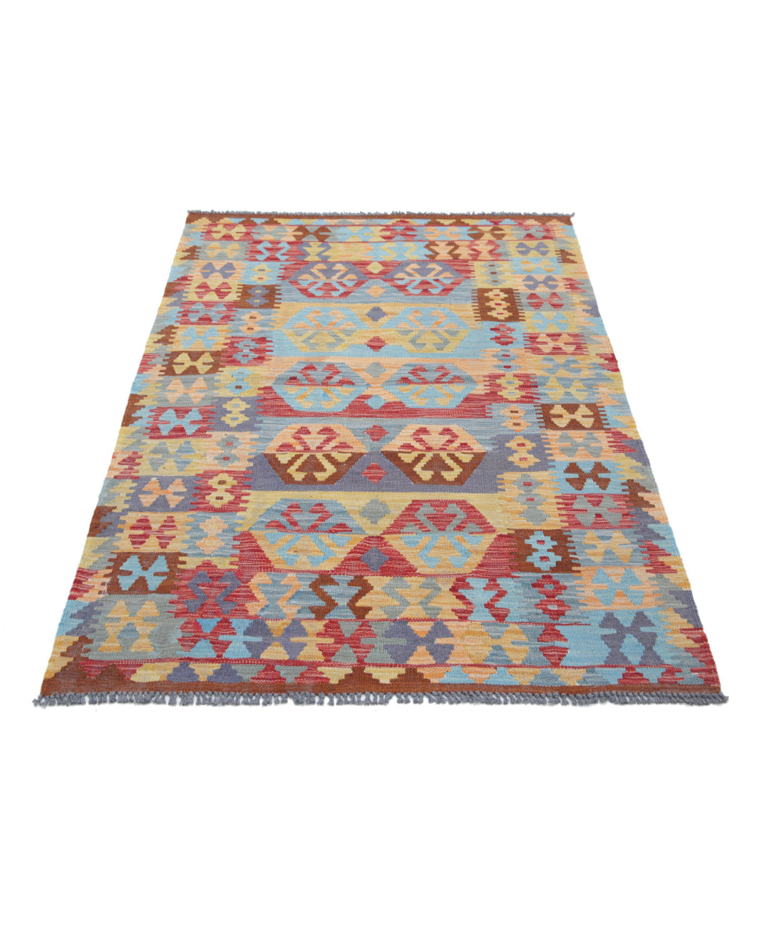 Hand Knotted Maimana Kilim Wool Kilim Rug - 3'8'' x 5'8'' 3'8'' x 5'8'' (110 X 170) / Multi / Multi