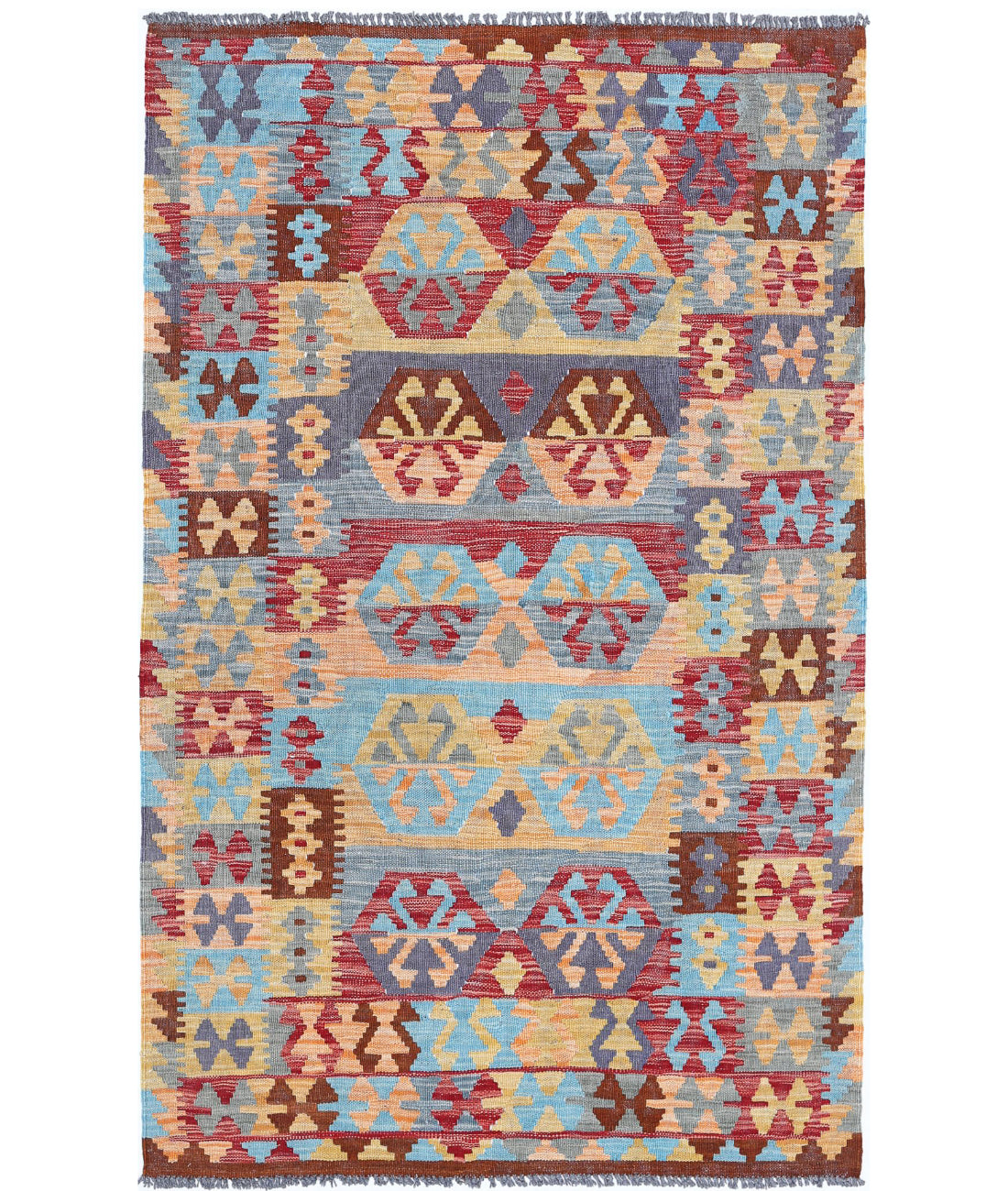 Hand Woven Maimana Kilim Wool Kilim Rug - 3'8'' x 5'8''