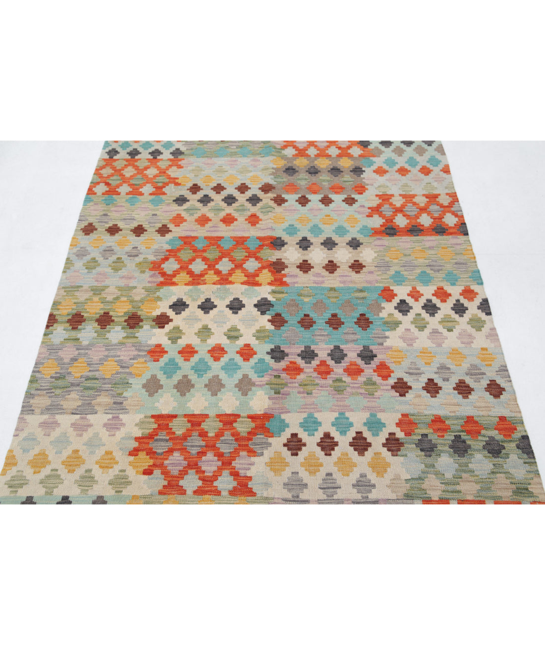 Hand Knotted Maimana Kilim Wool Kilim Rug - 4'1'' x 5'8'' 4'1'' x 5'8'' (123 X 170) / Multi / Multi