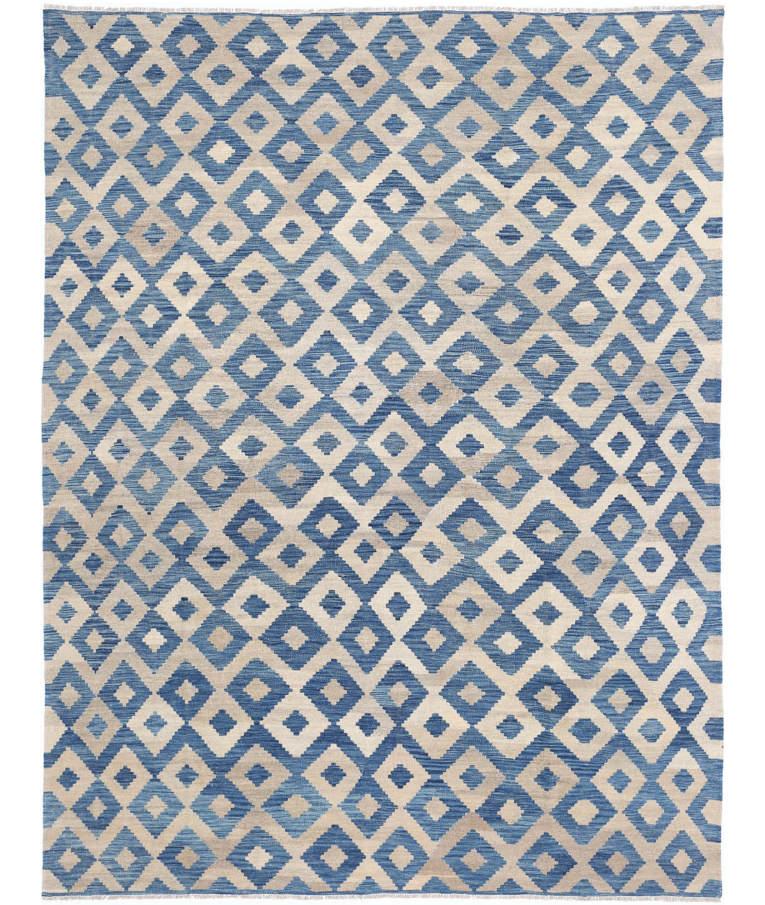 Hand Knotted Modern Kilim Wool Kilim Rug - 7'11'' x 10'9'' 7'11'' x 10'9'' (238 X 323) / Blue / Blue