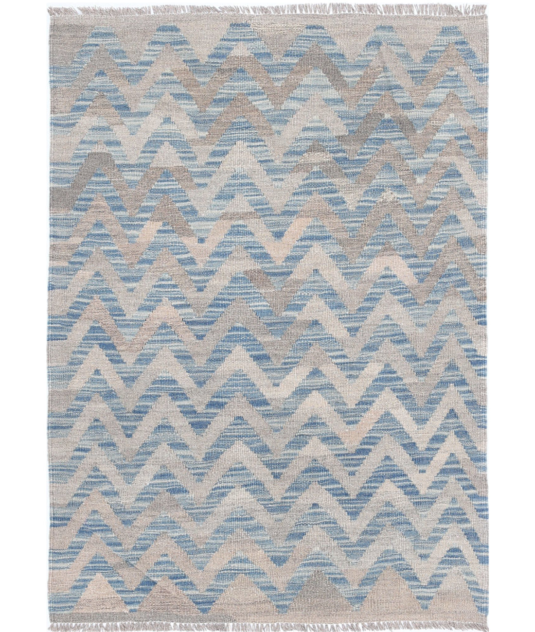 Hand Knotted Modern Kilim Wool Kilim Rug - 2&#39;8&#39;&#39; x 3&#39;10&#39;&#39; 2&#39;8&#39;&#39; x 3&#39;10&#39;&#39; (80 X 115) / Blue / Blue