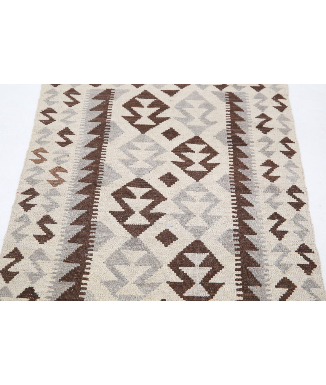 Hand Knotted Natural Kilim Wool Kilim Rug - 2'9'' x 3'10'' 2'9'' x 3'10'' (83 X 115) / Ivory / Taupe