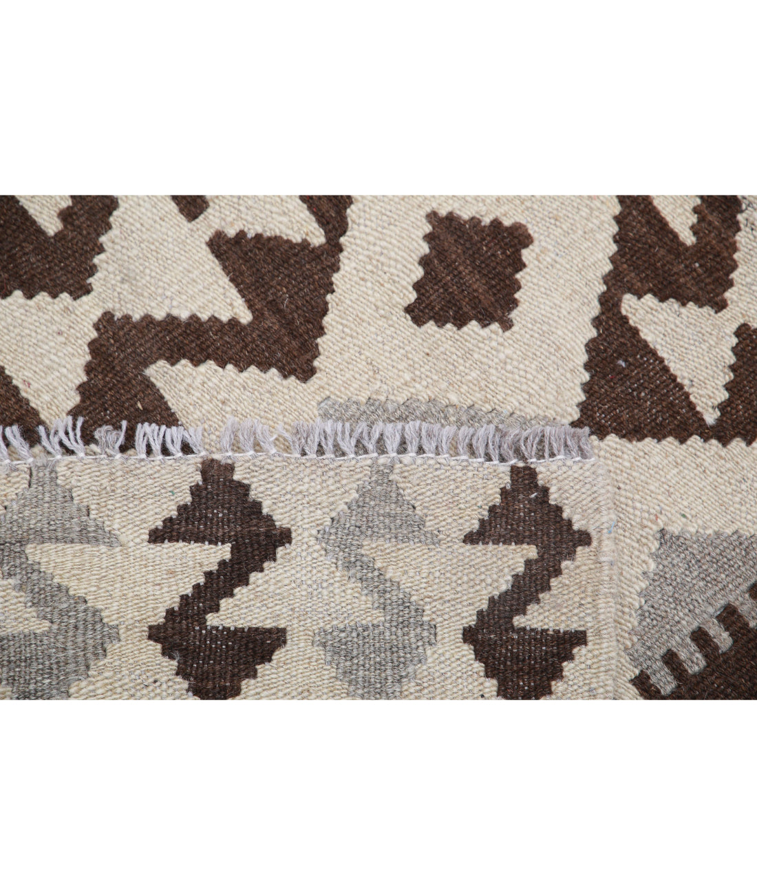 Hand Knotted Natural Kilim Wool Kilim Rug - 2'9'' x 3'10'' 2'9'' x 3'10'' (83 X 115) / Ivory / Taupe