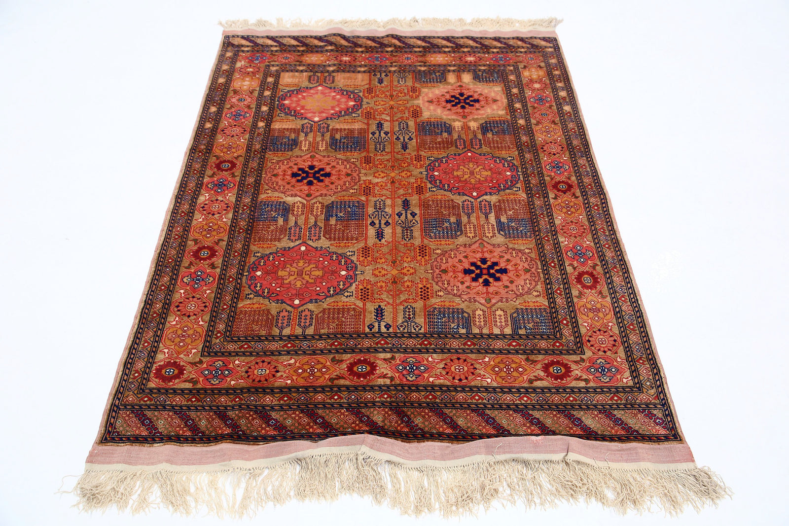 Hand Knotted Tribal Silk Tane Silk Rug - 4'0'' x 5'3''