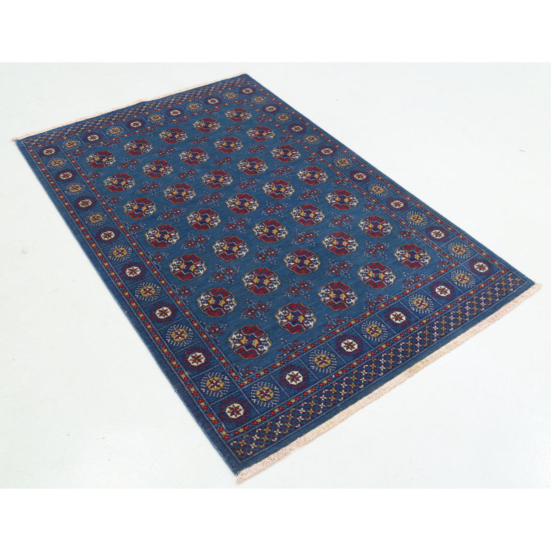 Alfombra Ajrak de lana y seda de bambú - 4'0'' x 6'0''