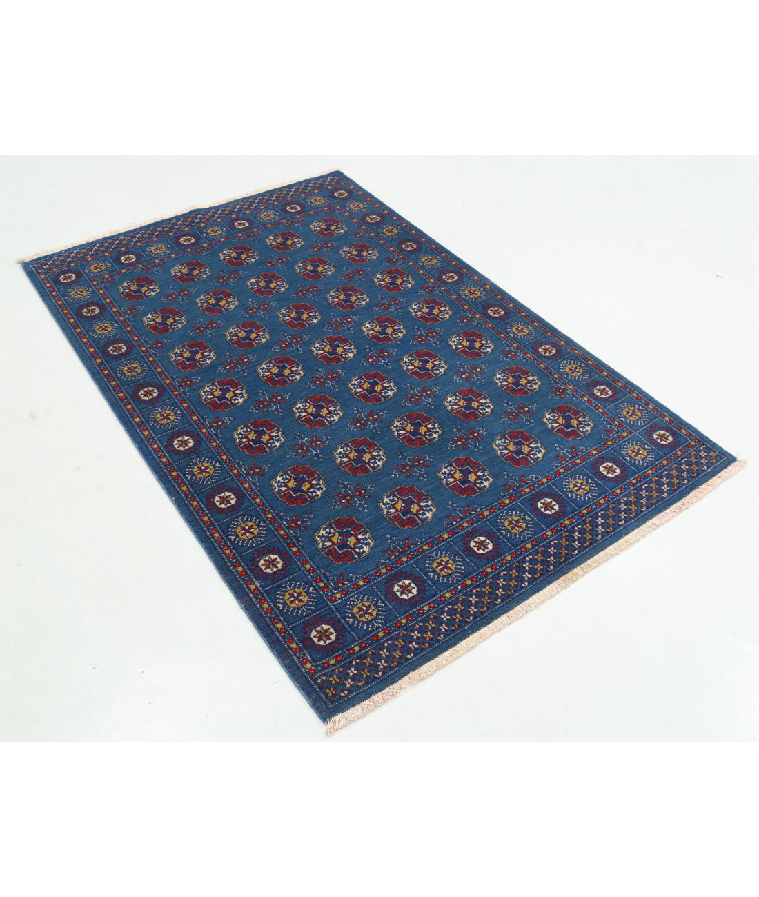 Alfombra Ajrak de lana y seda de bambú - 4'0'' x 6'0''