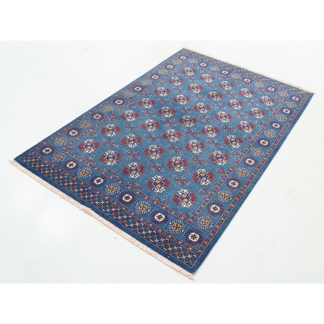 Alfombra Ajrak de lana y seda de bambú - 4'0'' x 6'0''