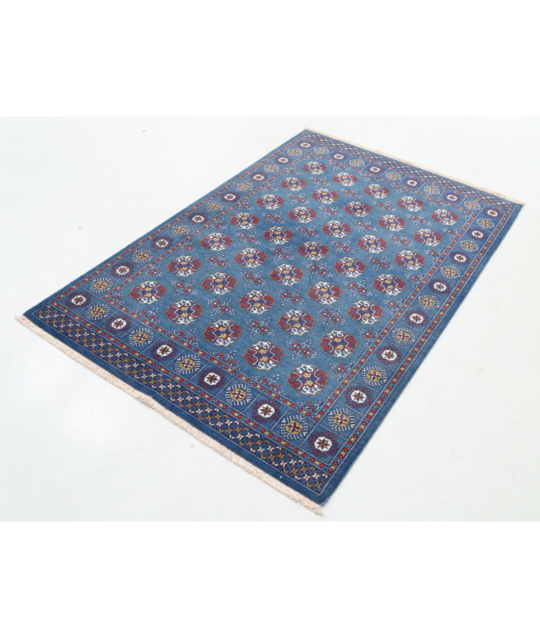 Alfombra Ajrak de lana y seda de bambú - 4'0'' x 6'0''