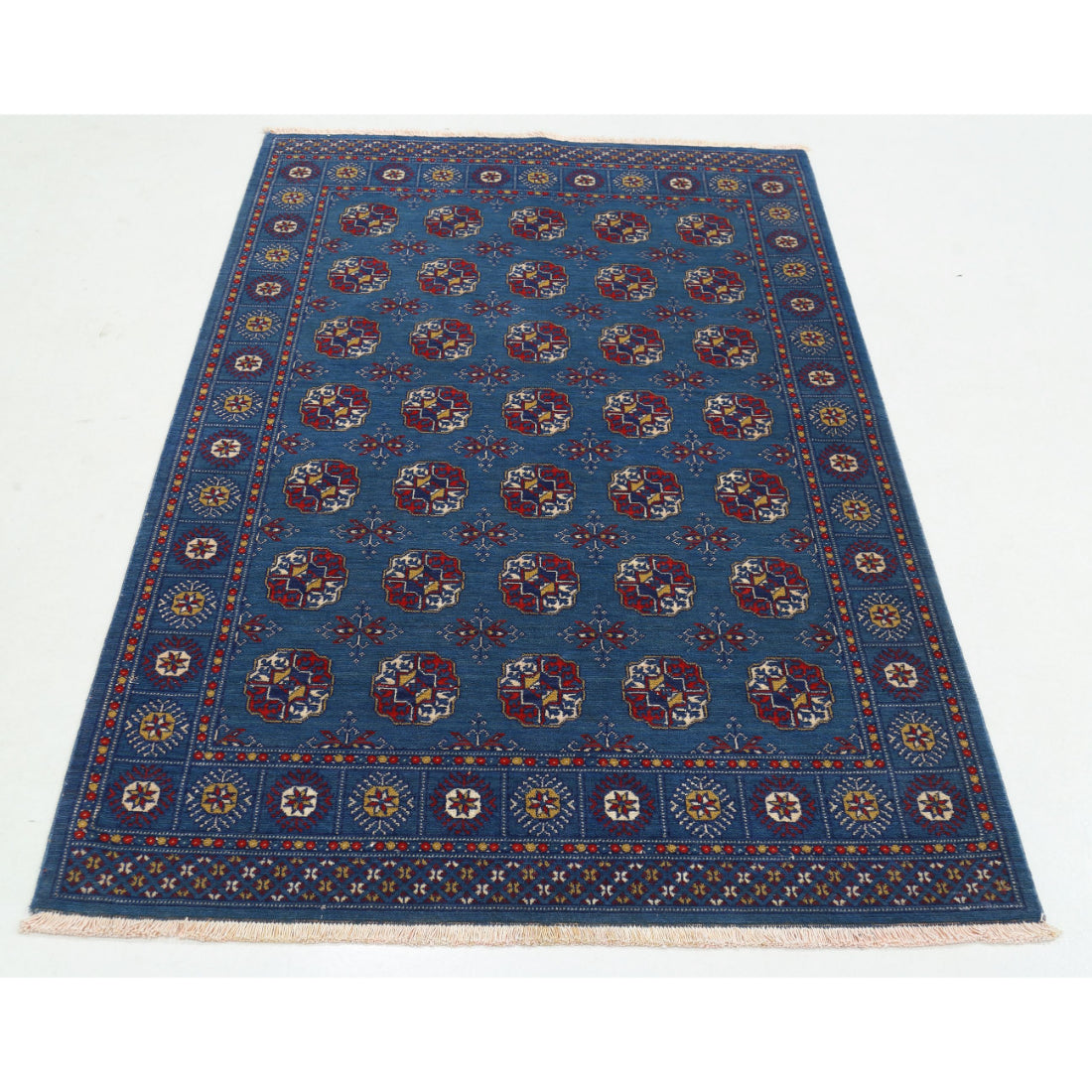 Alfombra Ajrak de lana y seda de bambú - 4'0'' x 6'0''