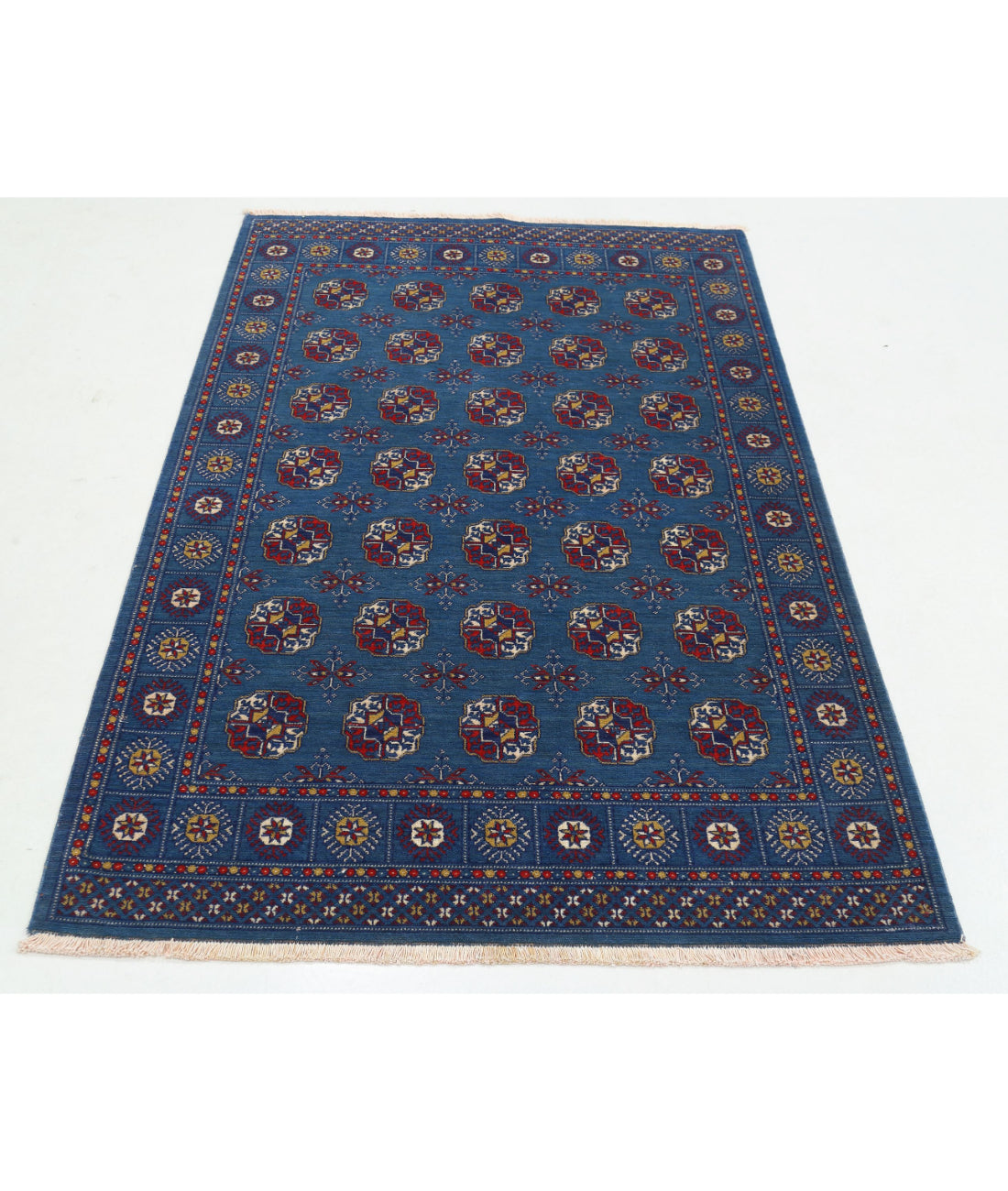 Alfombra Ajrak de lana y seda de bambú - 4'0'' x 6'0''