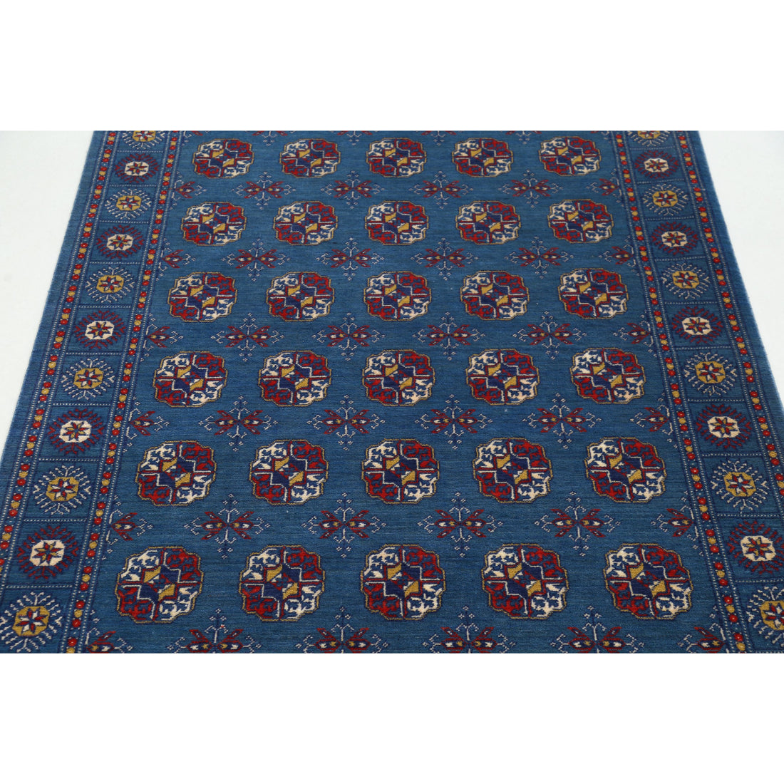 Alfombra Ajrak de lana y seda de bambú - 4'0'' x 6'0''