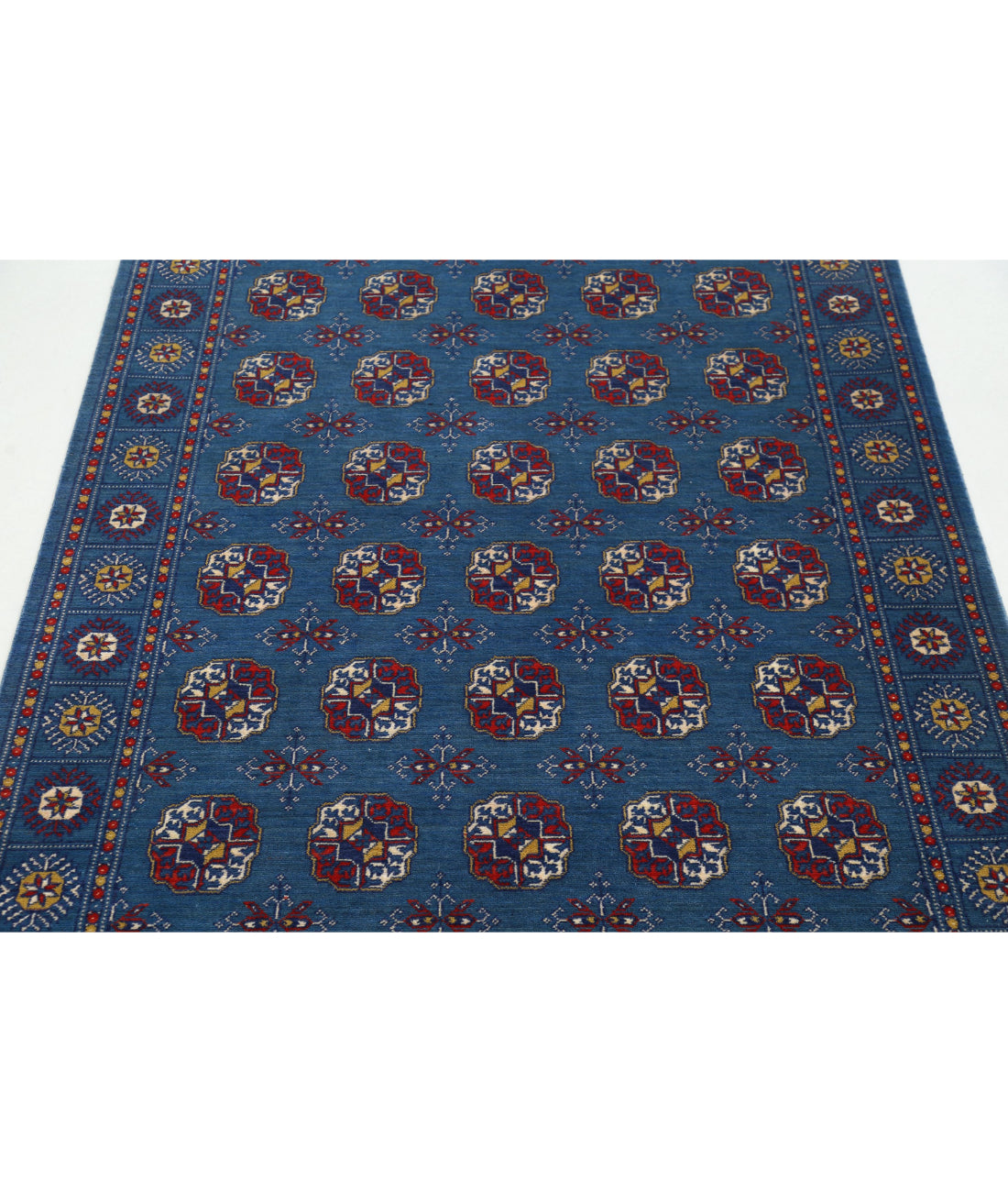 Alfombra Ajrak de lana y seda de bambú - 4'0'' x 6'0''