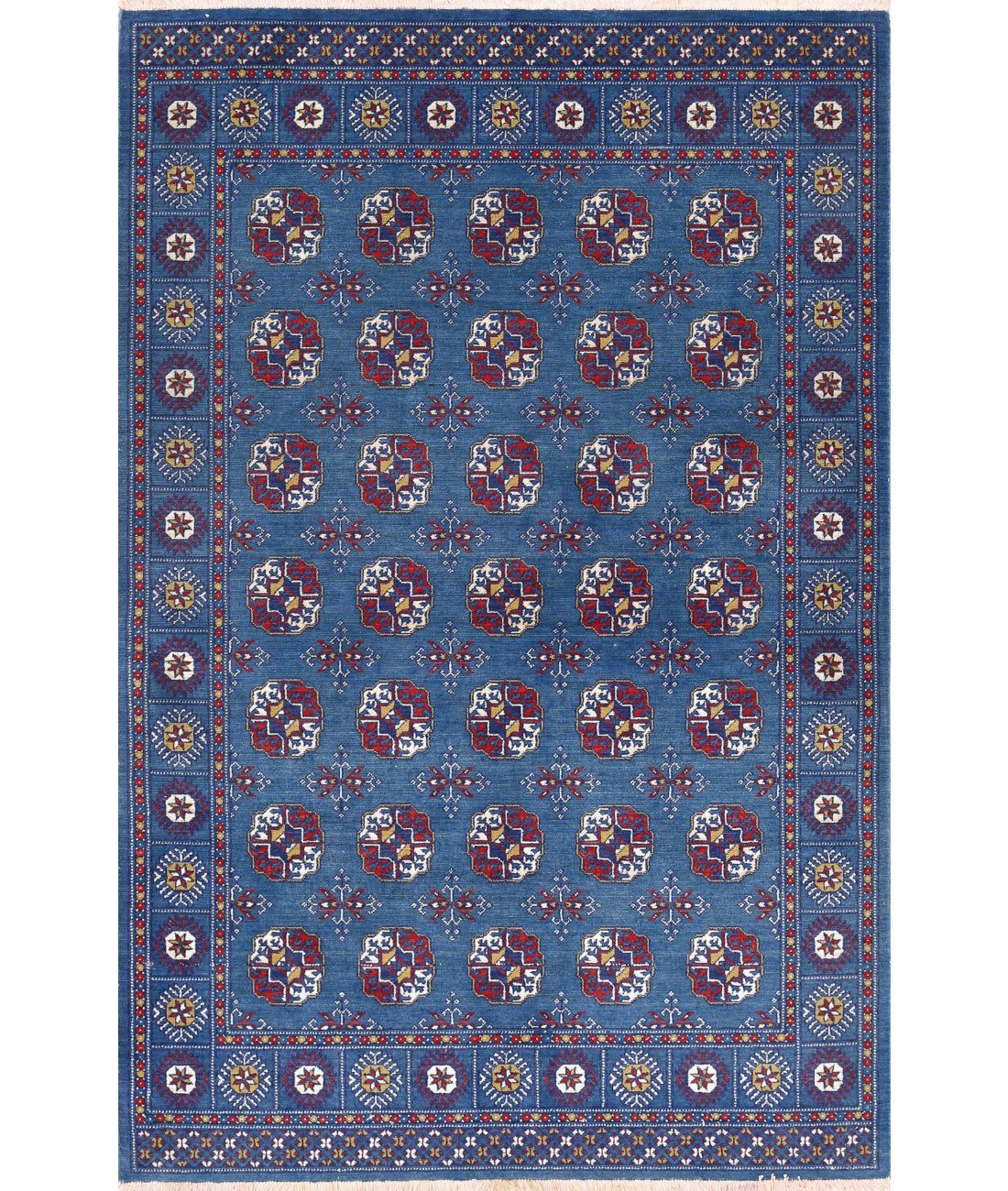 Alfombra Ajrak de lana y seda de bambú - 4'0'' x 6'0''
