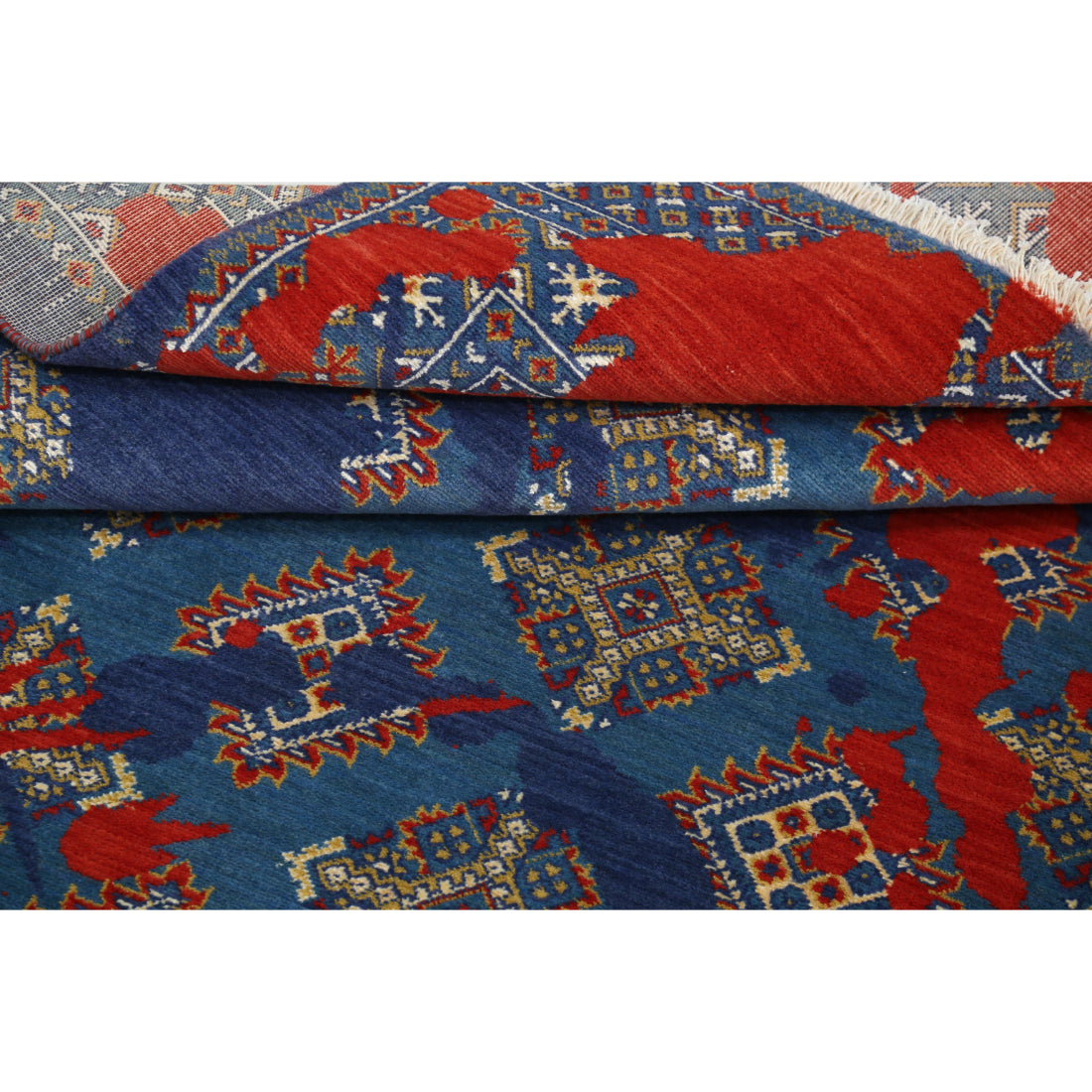 Alfombra Ajrak de lana y seda de bambú - 4'0'' x 6'1''
