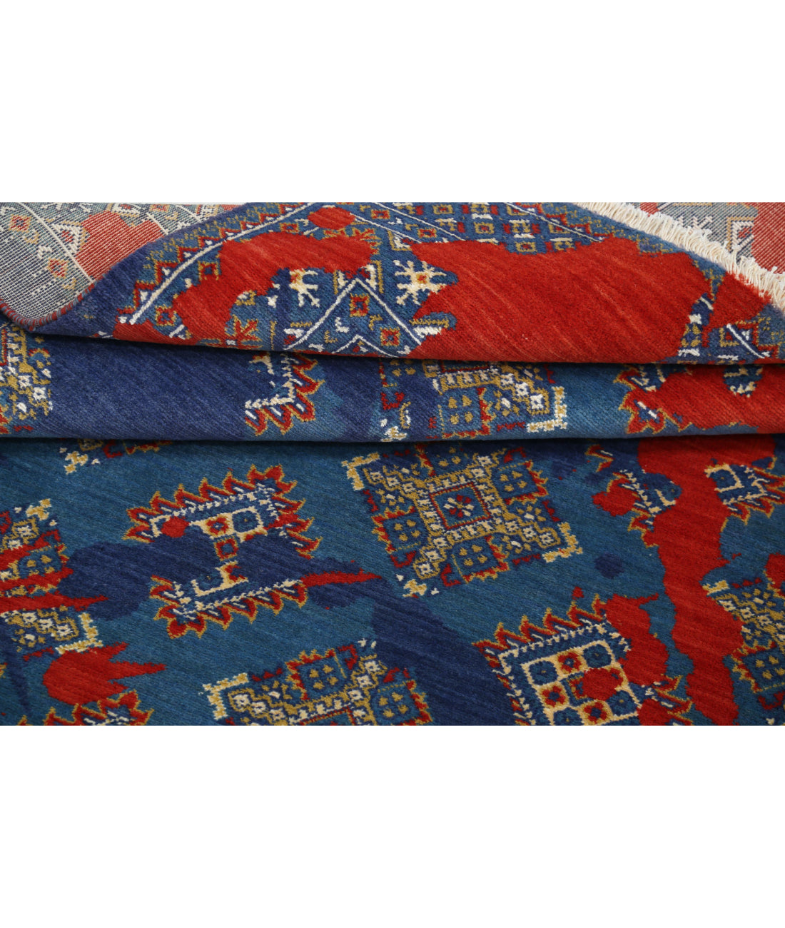 Alfombra Ajrak de lana y seda de bambú - 4'0'' x 6'1''