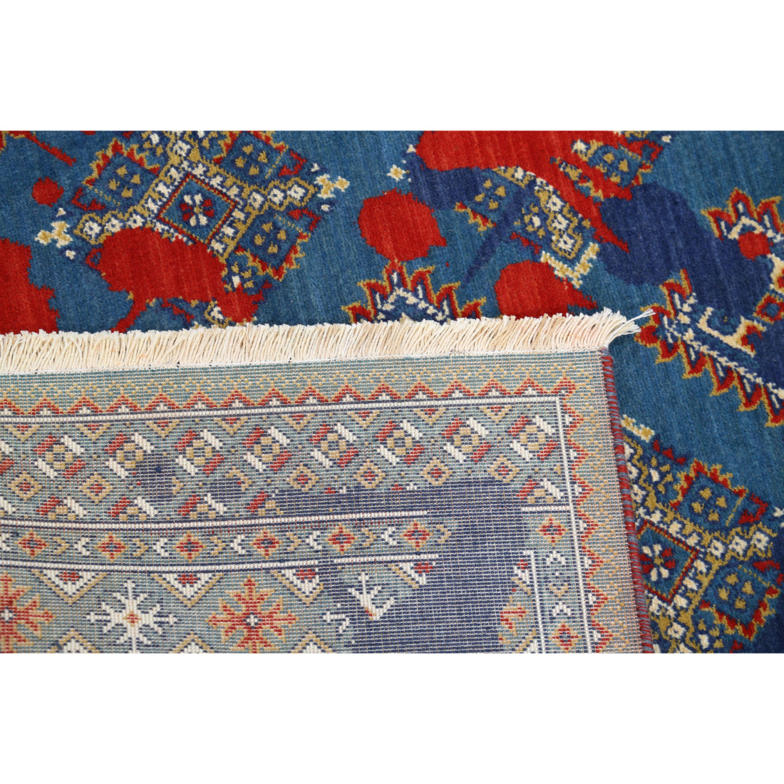 Alfombra Ajrak de lana y seda de bambú - 4'0'' x 6'1''