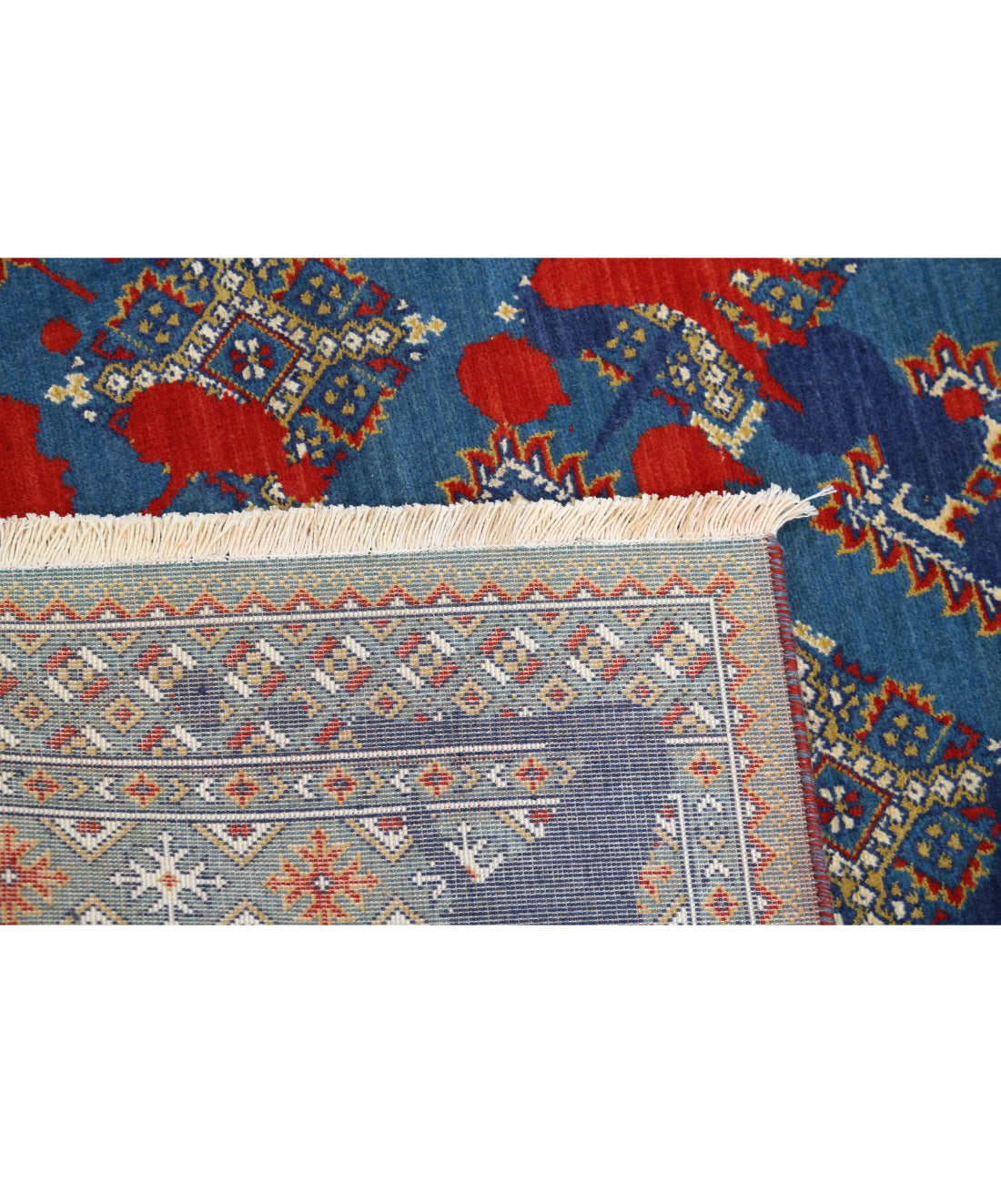Alfombra Ajrak de lana y seda de bambú - 4'0'' x 6'1''