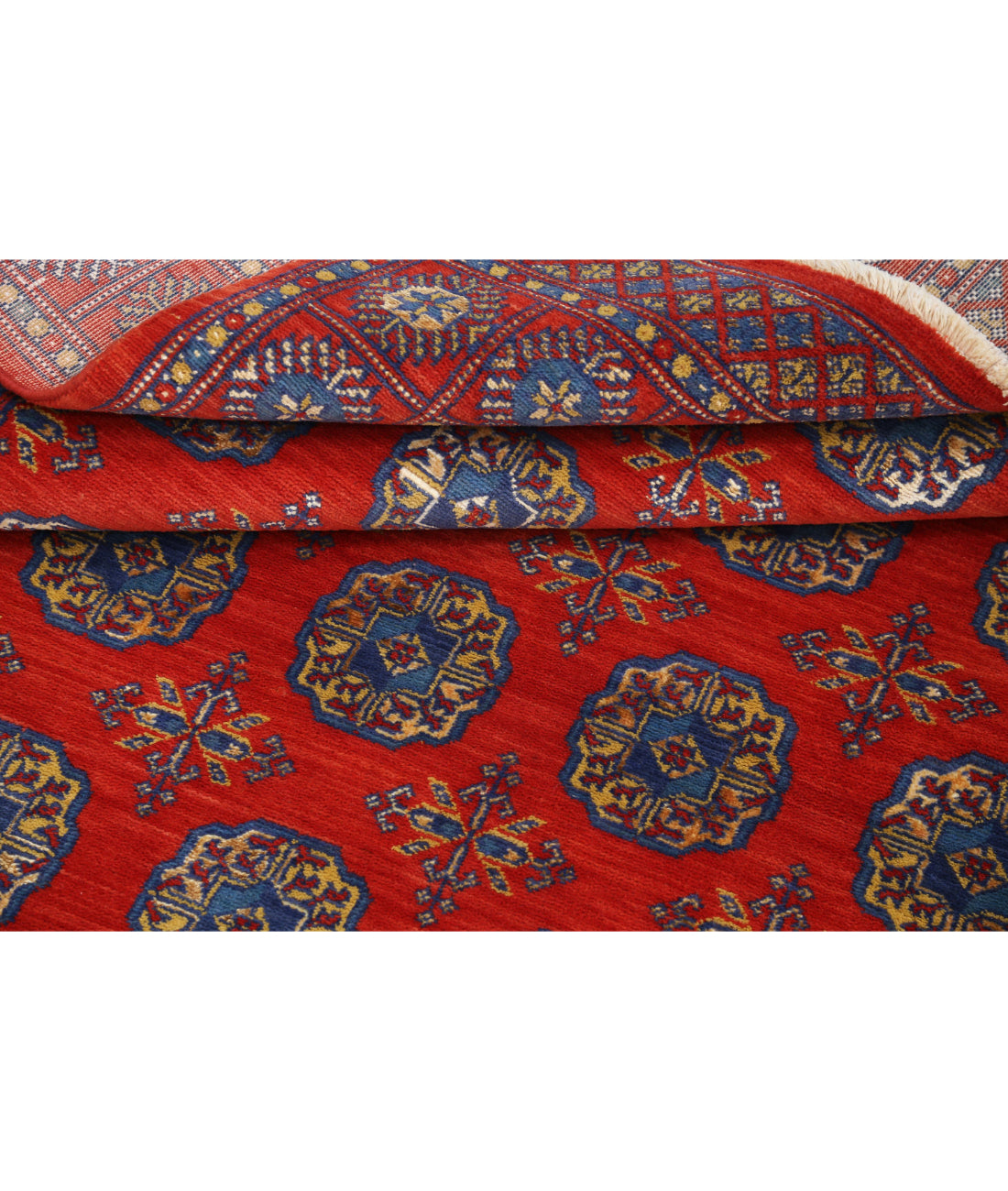 Ajrak Wool & Bamboo Silk Rug - 3'11'' x 6'0'' 3'11'' x 6'0'' (118 X 180) / Red / Blue