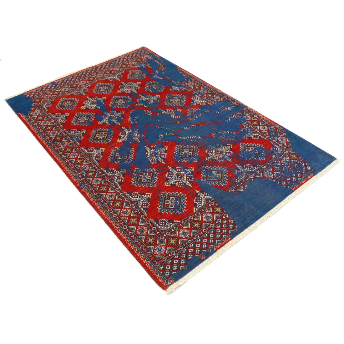 Ajrak Wool & Bamboo Silk Rug - 4'0'' x 6'0''