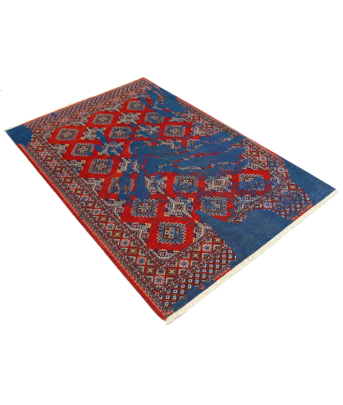 Ajrak Wool & Bamboo Silk Rug - 4'0'' x 6'0''