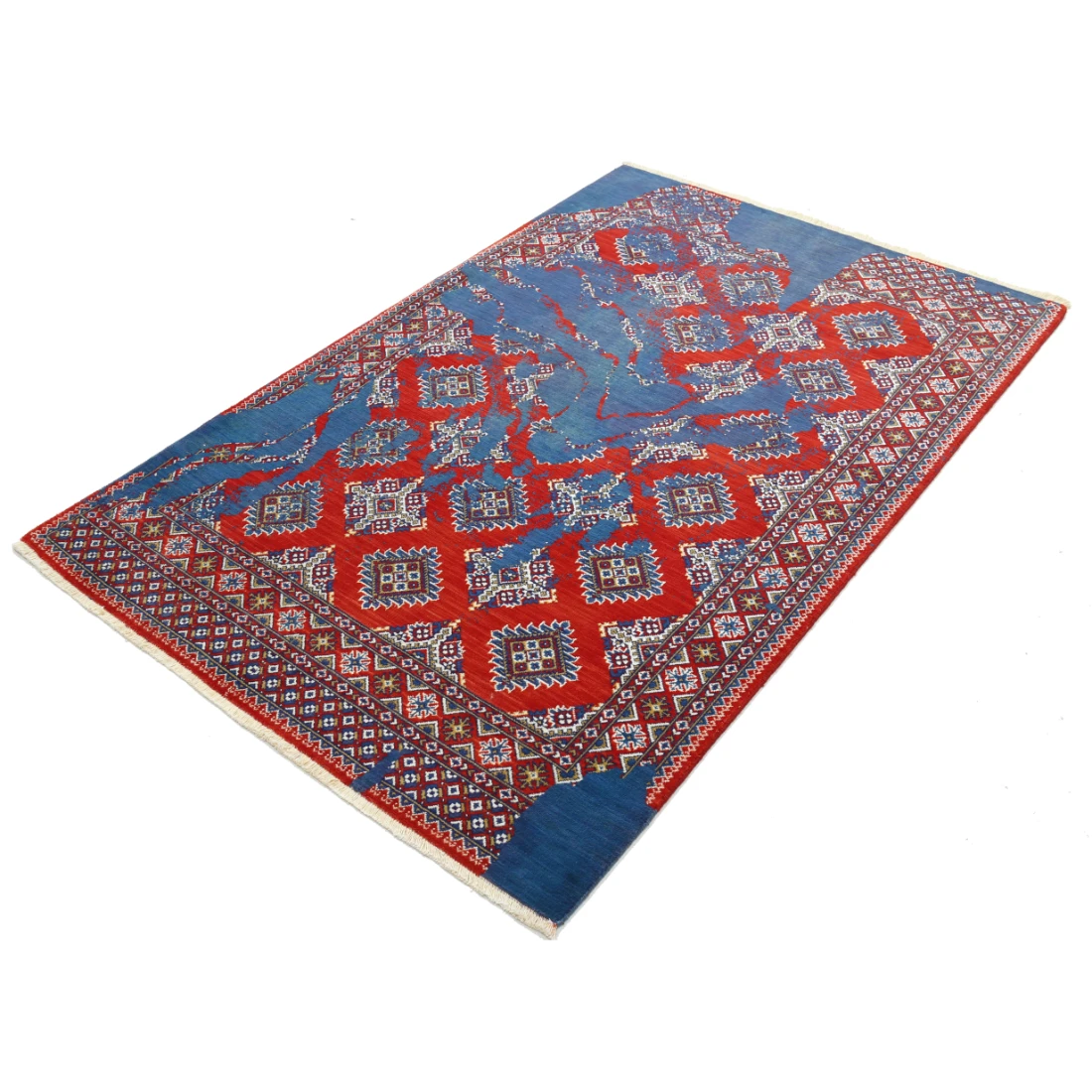 Ajrak Wool & Bamboo Silk Rug - 4'0'' x 6'0''