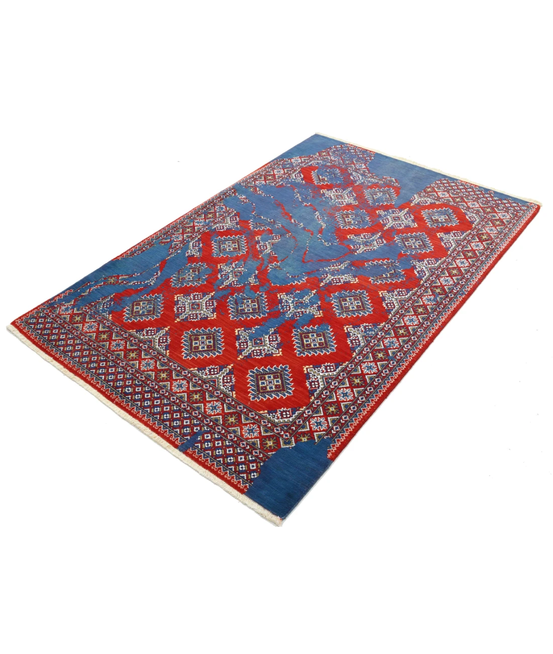 Ajrak Wool & Bamboo Silk Rug - 4'0'' x 6'0''