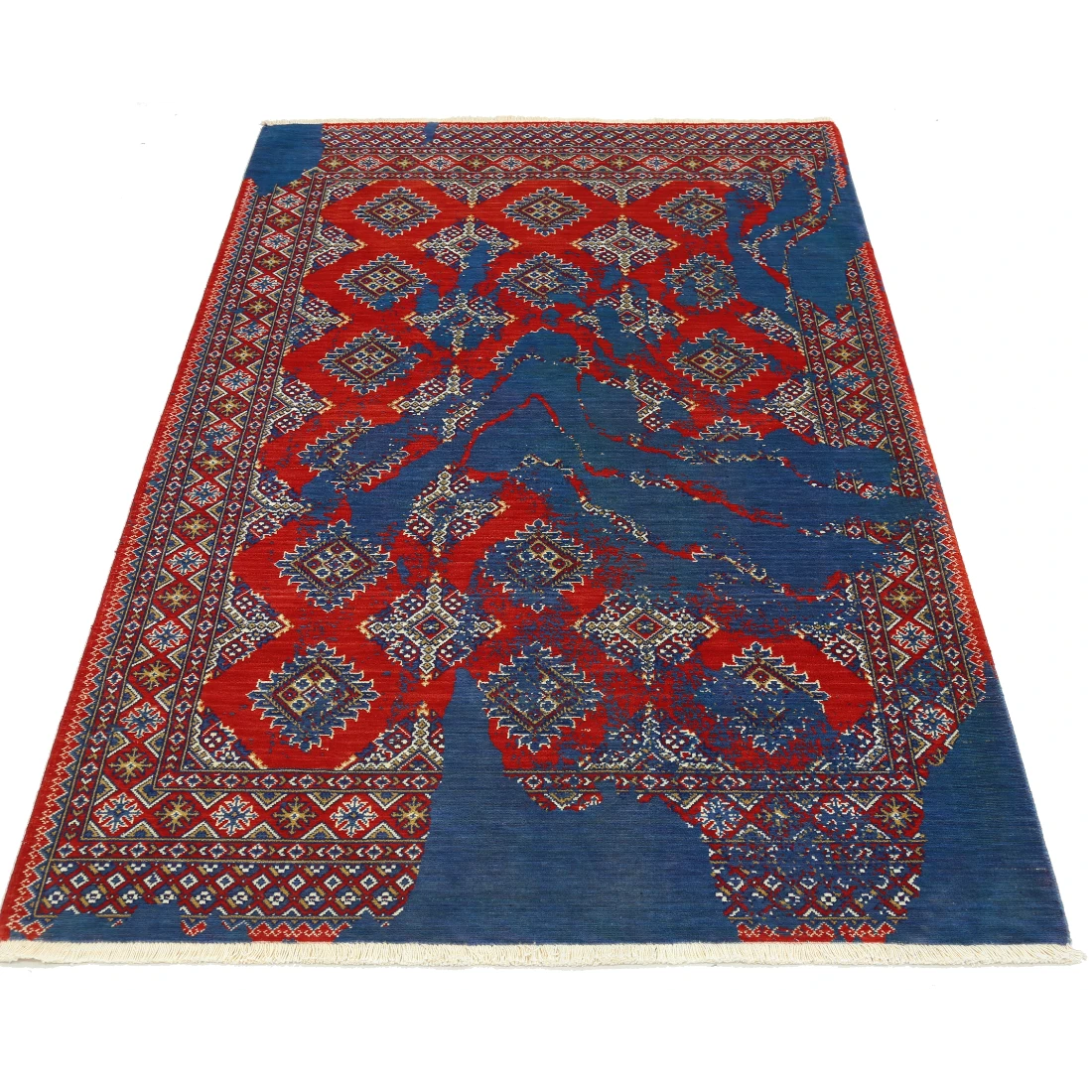 Ajrak Wool & Bamboo Silk Rug - 4'0'' x 6'0''