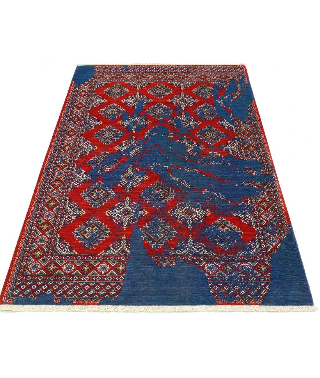 Ajrak Wool & Bamboo Silk Rug - 4'0'' x 6'0''