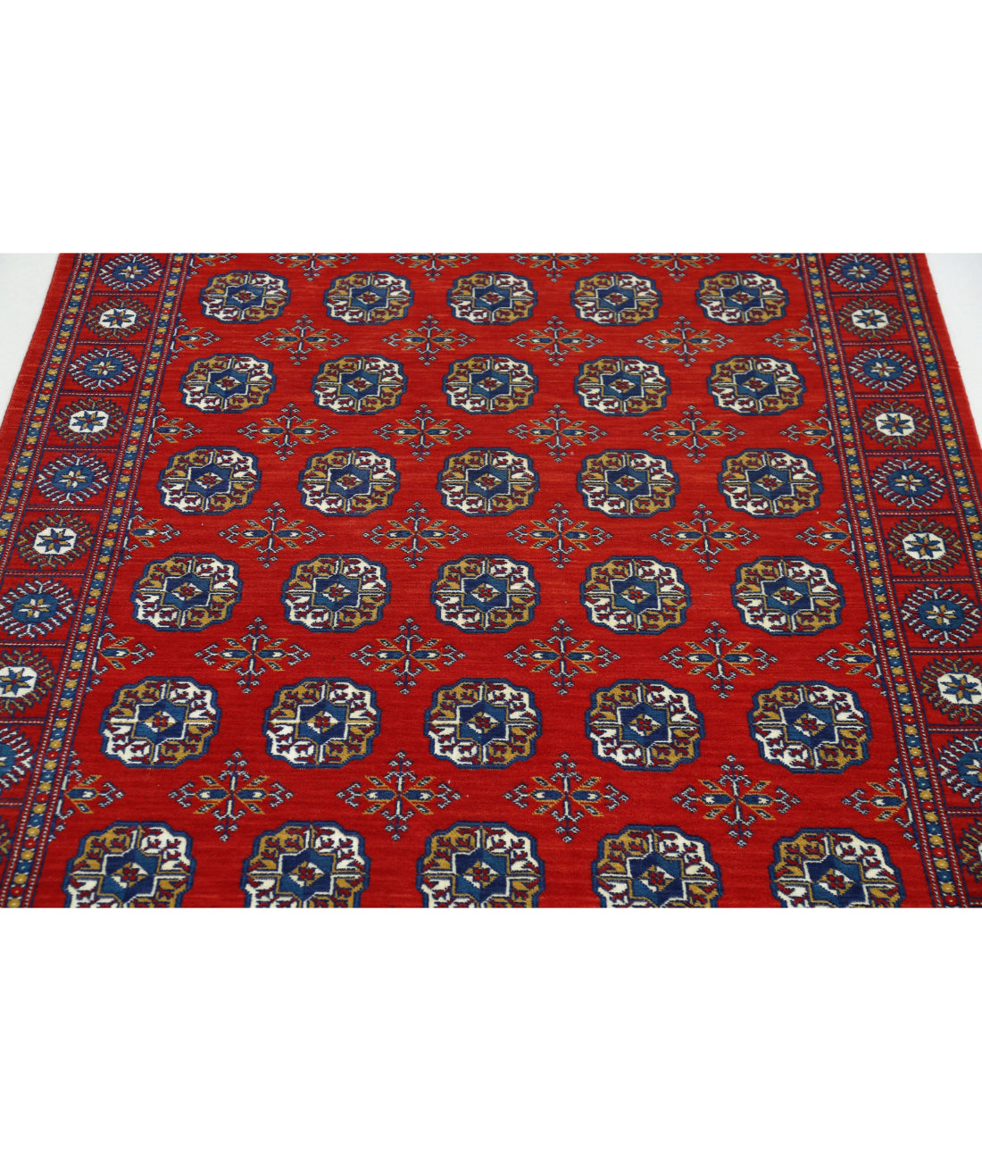 Ajrak Wool & Bamboo Silk Rug - 3'11'' x 6'0'' 3'11'' x 6'0'' (118 X 180) / Red / Blue