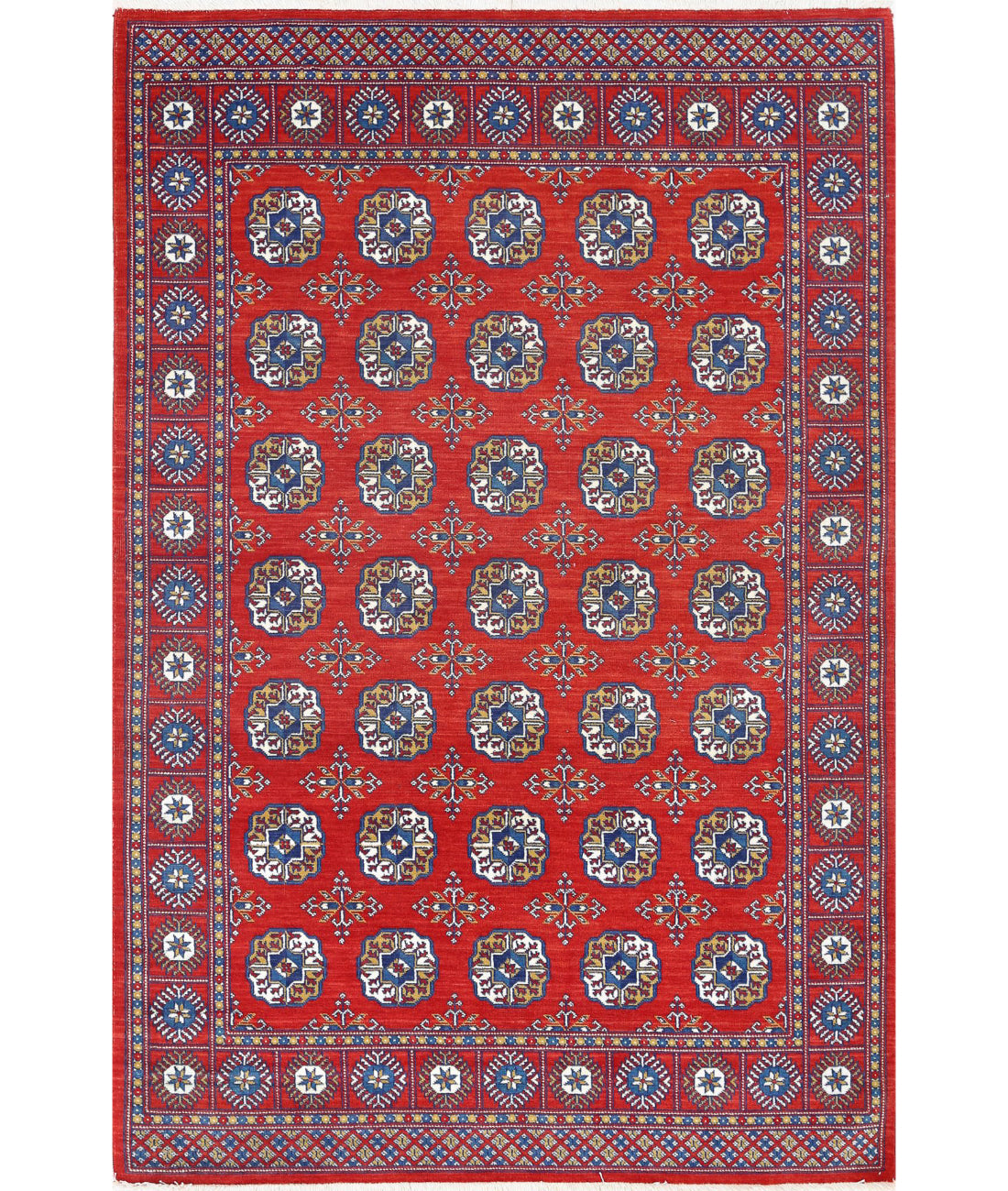 Ajrak Wool &amp; Bamboo Silk Rug - 3&#39;11&#39;&#39; x 6&#39;0&#39;&#39; 3&#39;11&#39;&#39; x 6&#39;0&#39;&#39; (118 X 180) / Red / Blue