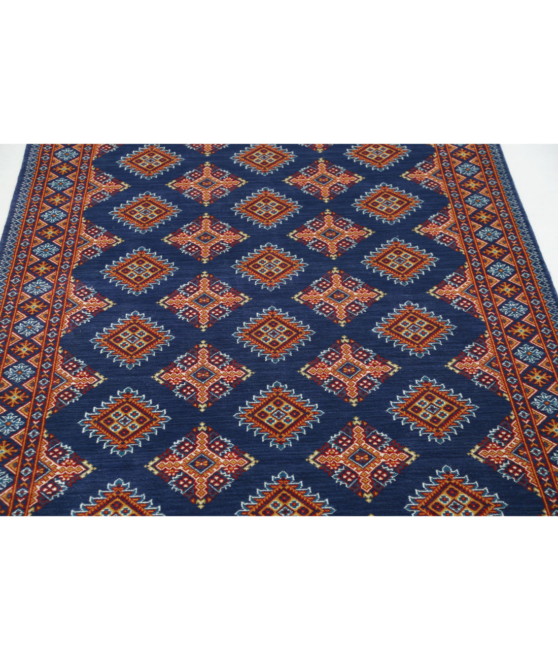 Ajrak Wool & Bamboo Silk Rug - 3'11'' x 6'0'' 3'11'' x 6'0'' (118 X 180) / Blue / Blue