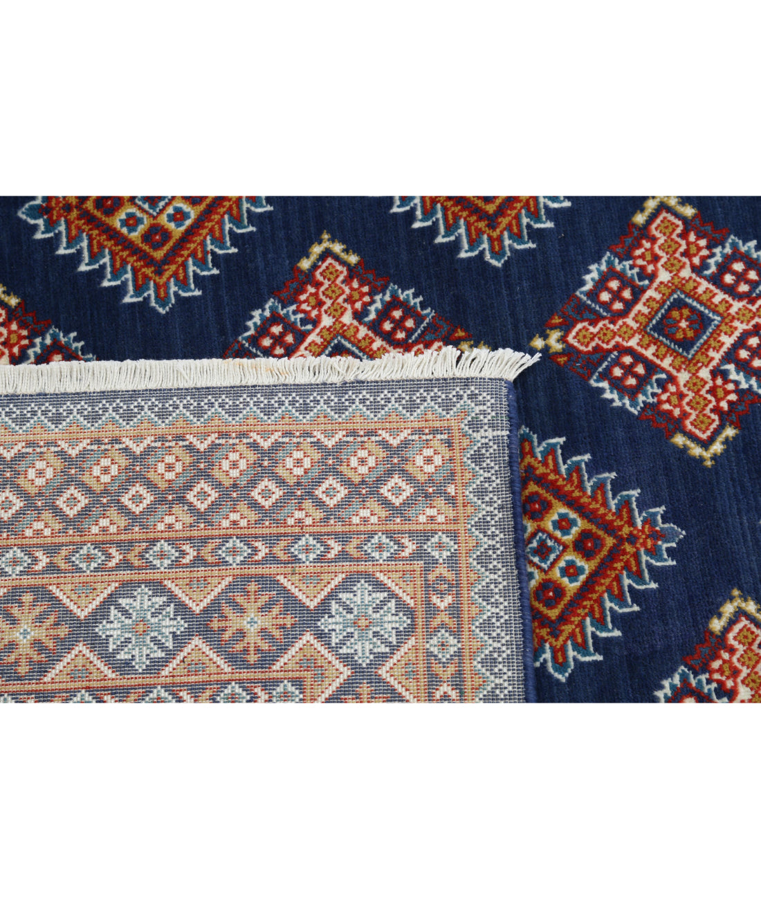 Ajrak Wool & Bamboo Silk Rug - 3'11'' x 6'0'' 3'11'' x 6'0'' (118 X 180) / Blue / Blue