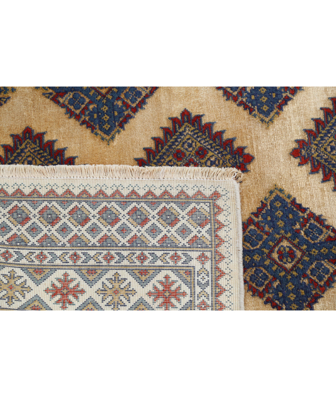 Ajrak Bamboo Silk & Wool Rug - 4'0'' x 6'0'' 4'0'' x 6'0'' (120 X 180) / Ivory / Red