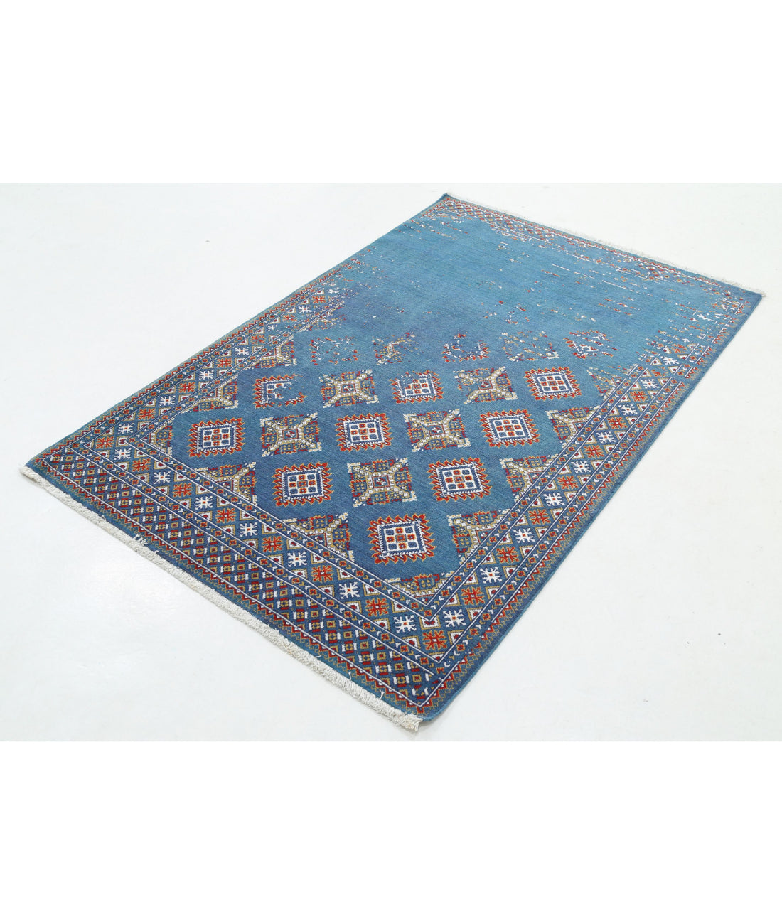 Ajrak Wool & Bamboo Silk Rug - 3'11'' x 6'0'' 3'11'' x 6'0'' (118 X 180) / Grey / Grey