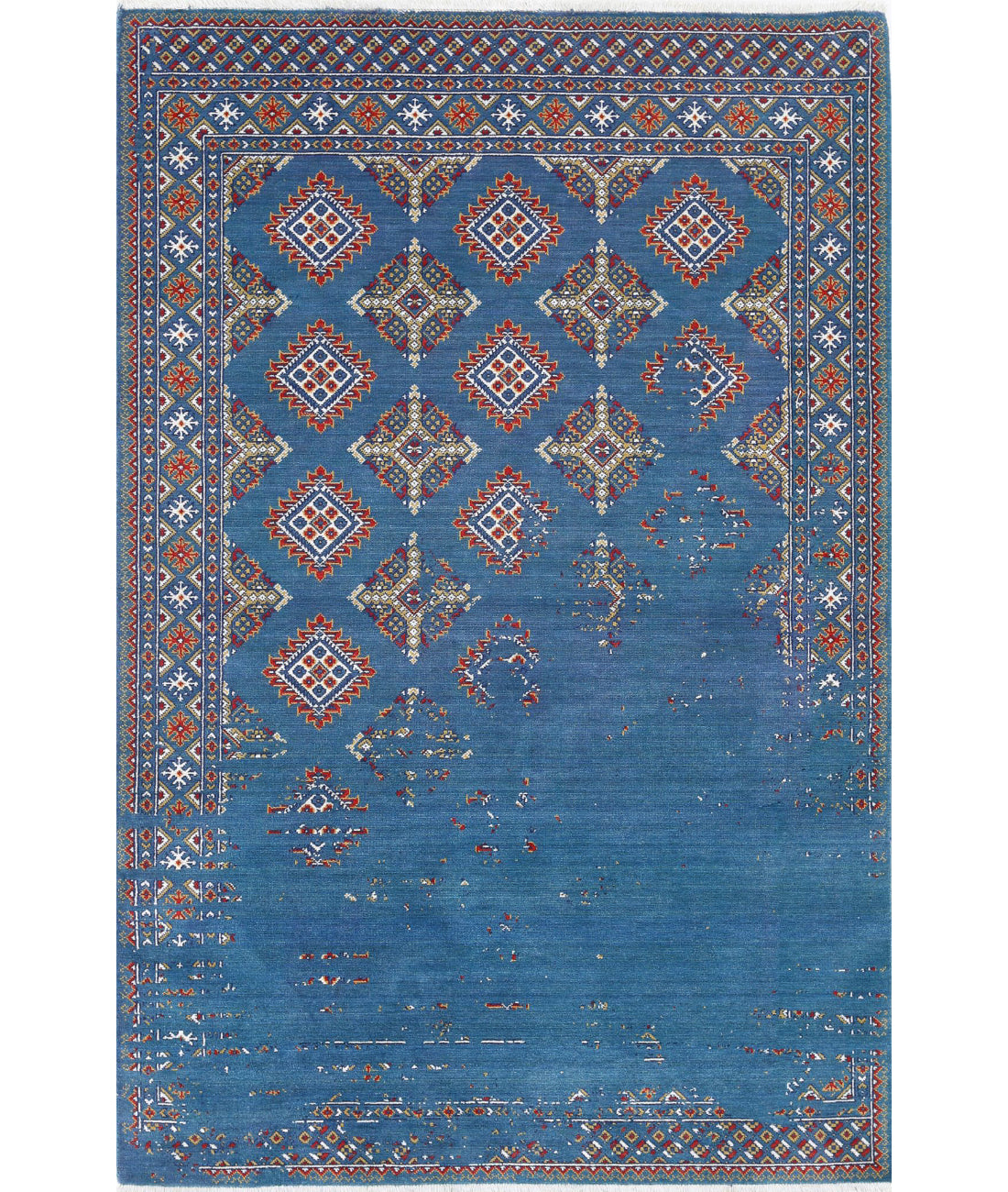 Ajrak Wool & Bamboo Silk Rug - 3'11'' x 6'0''