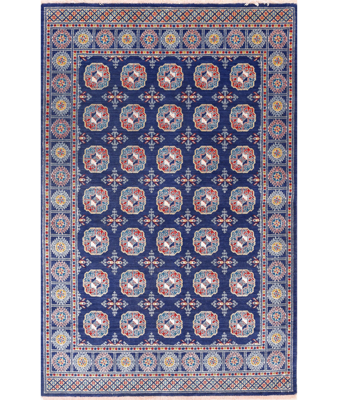 Ajrak Wool &amp; Bamboo Silk Rug - 4&#39;0&#39;&#39; x 6&#39;0&#39;&#39; 4&#39;0&#39;&#39; x 6&#39;0&#39;&#39; (120 X 180) / Blue / Blue
