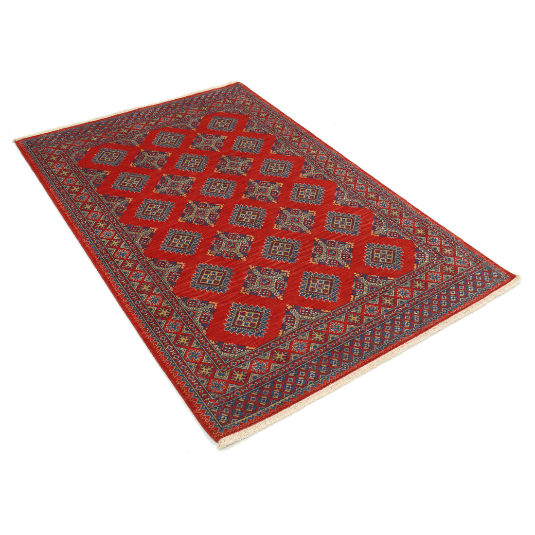 Alfombra Ajrak de lana y seda de bambú - 3'10'' x 6'0''