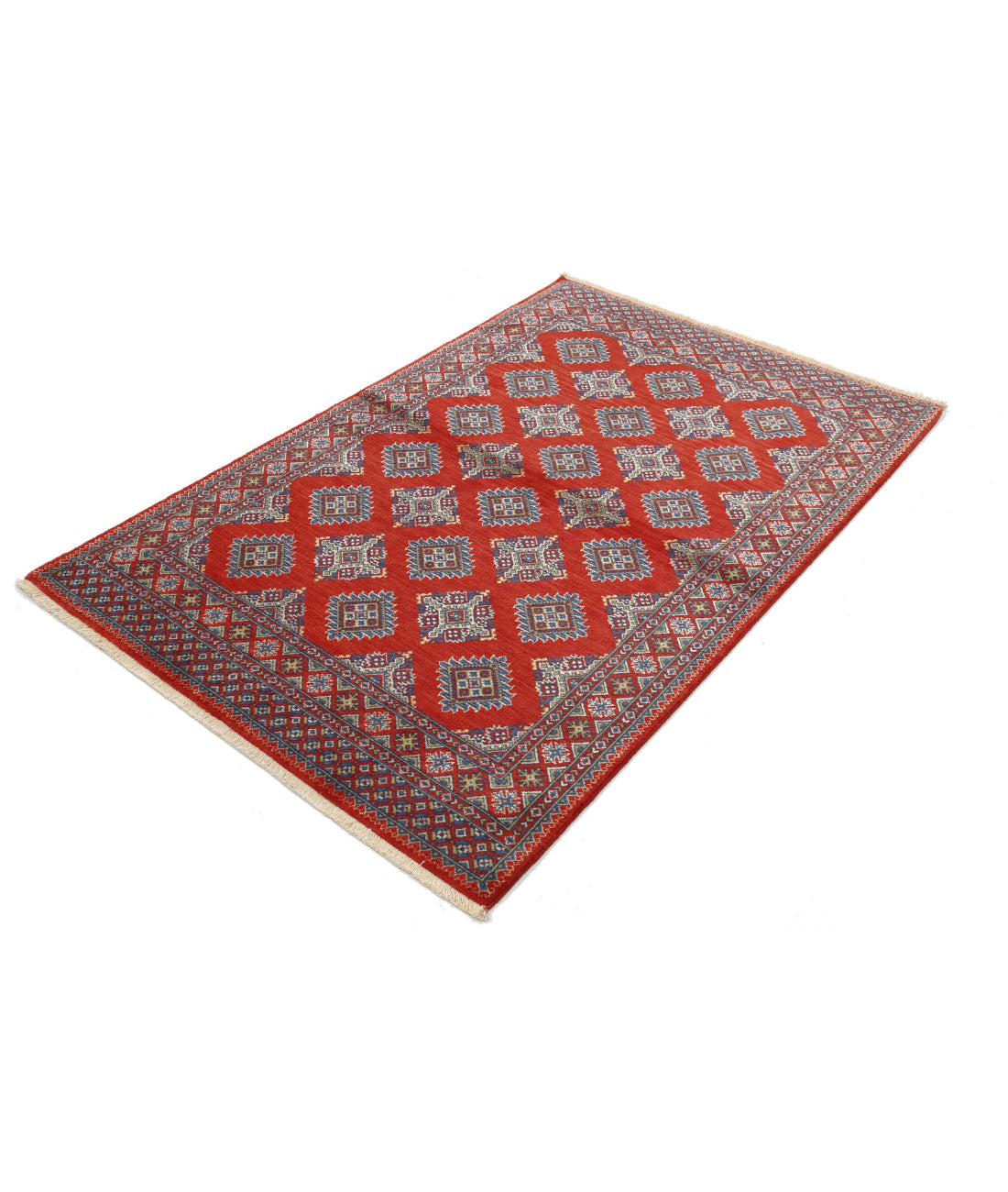 Alfombra Ajrak de lana y seda de bambú - 3'10'' x 6'0''