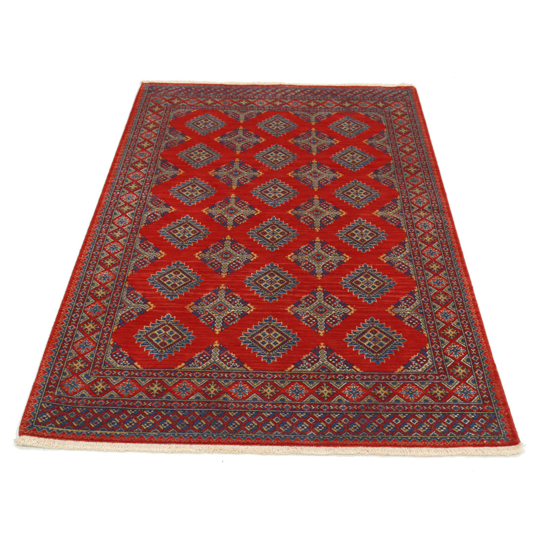 Alfombra Ajrak de lana y seda de bambú - 3'10'' x 6'0''